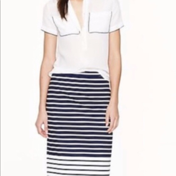 Jcrew pencil skirt navy and white striped Size 8 - Picture 1 of 7